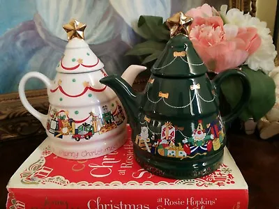 2 X Wade English Life Christmas Teapots  - 1 X Green 1 X White - Unused • £20