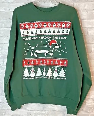 Dachshund Through The Snow Weiner Dog Ugly Christmas Unisex Crewneck Sweater  • $39.99