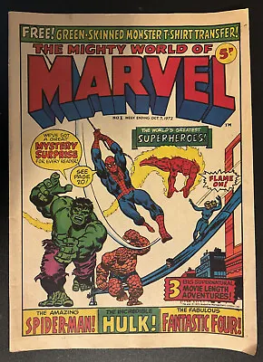 The Mighty World Of Marvel #1 1972 British Comic / Spiderman FF Hulk Origins • $99.99