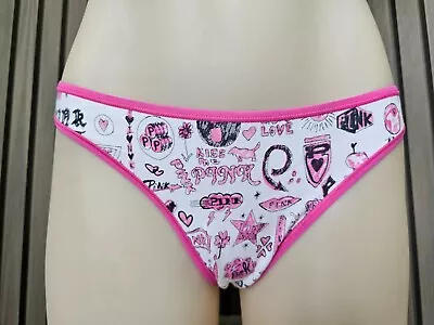 PINK By Victoria's Secret Ladies Thong Underwear Size Large Colour Pink Print • $4.99