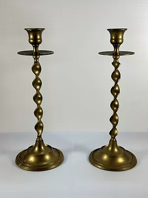 Vintage Set Of 2 Spiral Twist Brass Candlestick Candle Holders Twisted Swirl • $39.99