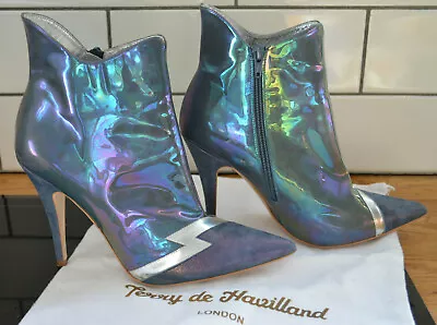 £95.50 • Buy Terry De Havilland D HAVZ Flash Hologram Holographic Ankle Boots Heels 40 7 NEW