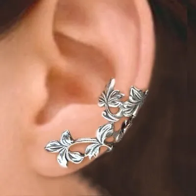 Flower Leaf Ear Cuff Clip Non Piercing Wrap Earring Women Jewelry Pair Silver UK • £4.99