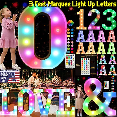 3ft Colorful LED Light Up Marquee Letter Sign Numbers Party Birthday Letter Sign • $38.95