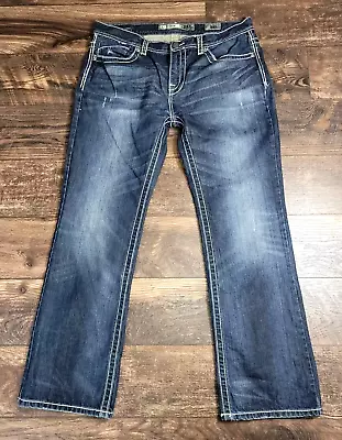 BKE Buckle Mens Aiden Distressed Denim Jeans Thick Stitch Size 34 • $24.99