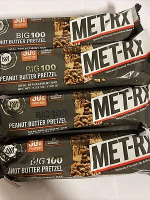 4x Bars MET-Rx Big 100 Peanut Butter Pretzel Meal  Energy Bar 3.52oz Exp 06/24 • $21