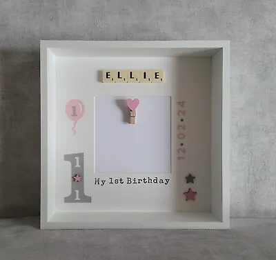 1. Scrabble Picture Photo Frame My 1st Birthday One Year Old Baby Boy Baby Girl • £21