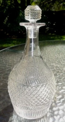 $56 • Buy Antique Clear Glass Keen Diamond Mold Blown Decanter Bottle 