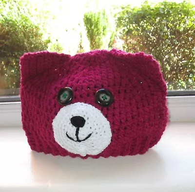 £11.99 • Buy Brand New Crochet Cerise Aran Cat Tea Cosy With Ears To Fit Approx 2 Pint Teapot