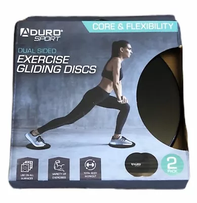 Aduro Sport Dual Sided Exercise Fitness Sliders Gliding Discs Set Of 2 Black NEW • $12.95