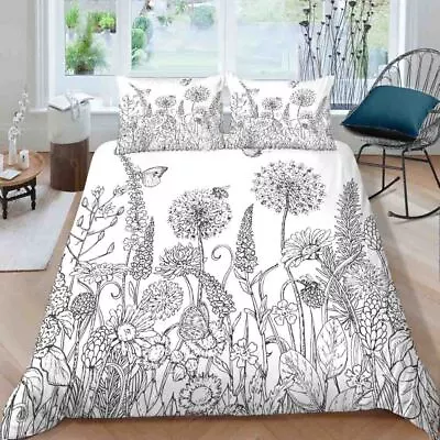 Wonderful Colorless Dandelion 3D Quilt Duvet Doona Cover Set Pillow Case Print • £52.45