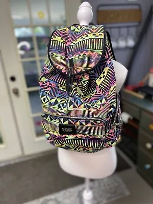 Victoria’s Secret PINK Backpack Neon Aztec Print Full-size RARE Vintage • $70