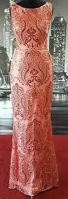 £25 • Buy Brand New Size 6/8 Coral Sparkly All Over Sequin Prom,cruise & Cocktail Dress