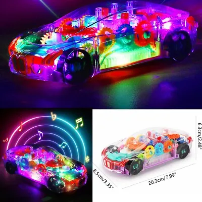 LED Light Up Bright Flashing Musical Transparent Kids Toy Car Gift Fun Xmas • £10