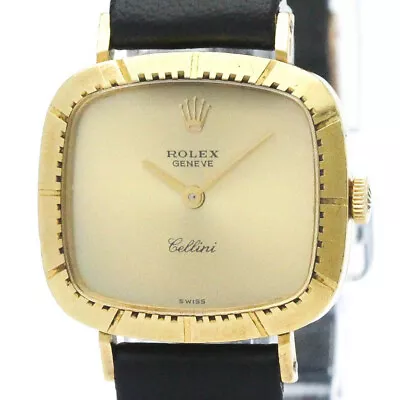 Vintage ROLEX Cellini 4082 18K Gold Leather Hand-Winding Ladies Watch BF567356 • $1836.68