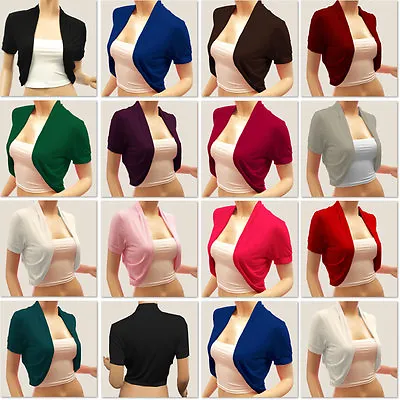 $29.95 • Buy Ladies Short Sleeve Bolero Jacket Womens Shrug Cardigan Coats Tops Cover Up Wrap