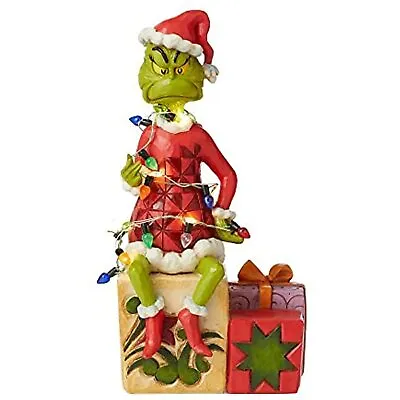 $55.99 • Buy Jim Shore Dr. Seuss The Grinch On Present Wrapped In Lights Figurine 6008887