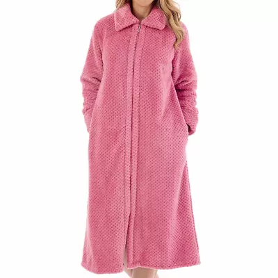 Slenderella Luxury Waffle Fleece Zip Opening Housecoat HC4326 • £48