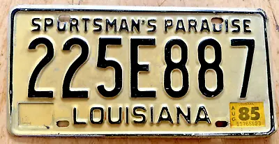 1985 Louisiana Sportsman's Paradise Auto License Plate   225 E 887   La 85 • $14.99