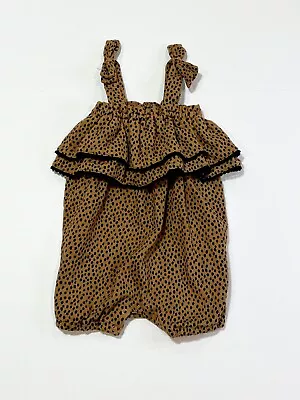 Country Road Size 0 6-12 Brown Spotty Romper Cheetah Leopard Thick Fabric Bows  • $25