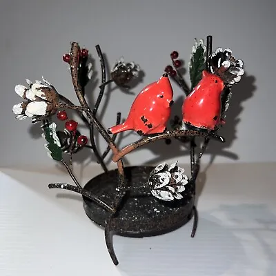 $15.60 • Buy Retired Yankee Candle Metal Holly Berry Christmas Candle Holder Large Jar Birds