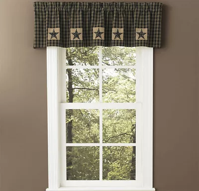 Park Design Star Country Cabin Farmhouse Primitive Rustic Lined Patch Valance  • $31.95