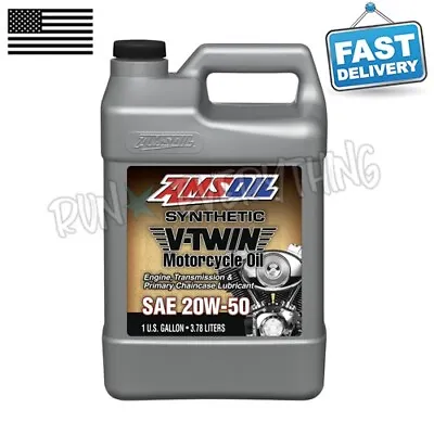 AMSOIL 20W-50 Synthetic V-Twin Motorcycle Oil (1 Gallon) • $65