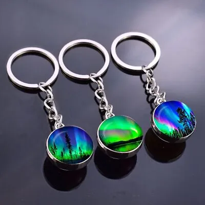 Planet Galaxy Lights Pendant Keychain Jewelry Round Glass Decors Keychains 1pc • $11.36