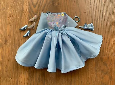 Vintage Barbie Doll Blue Handmade Sequin Sleeveless Cocktail Dress & Accessories • $18