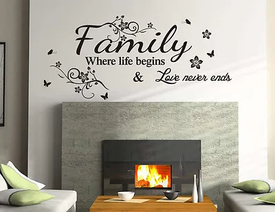 £4.99 • Buy Family Love Wall Art Quotes Vinyl Wall Sticker, DIY Home Wall Decal High Quality