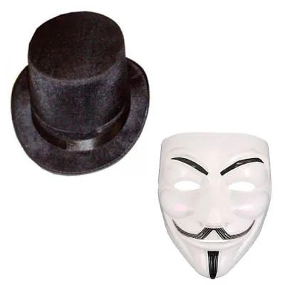 $7.43 • Buy New Anonymous V Mask Vendetta Guy Fawkes Mask & Hat Halloween Fancy Dress Set UK