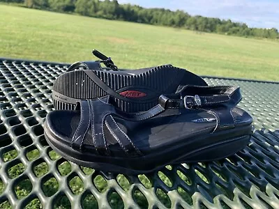 MBT Rockers Sandals Women's US Size 6-6.5 Black Patent Leather Swiss Technology • $35.99