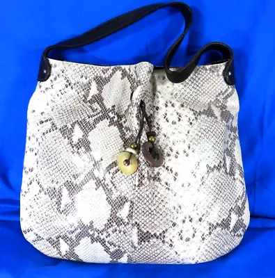 LAUREN MERKIN Shoulder Bag GRAY SNAKE PRINT Brown Leather ADORABLE VERSATILE • $12