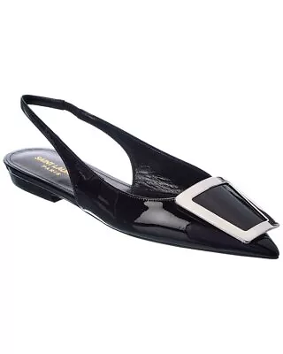 Saint Laurent Vivi Bow Patent Slingback Flat Women's Black 36.5 • $447.99