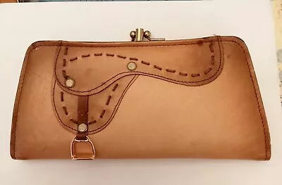 Vintage  Real Leather/Cow Hide Purse With  Unusual Equestrian Saddle Motif  • £11.75