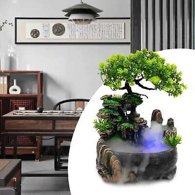 Rockery Fountain Waterfall Fengshui Desktop Atomizing Humidifier Indoor Desk LED • $32.30