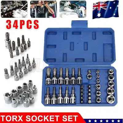 34pcs 3/8  Drive Star & E Torx Bit Socket Set Tool Kit Tamper Proof Garage Tool • $25.45