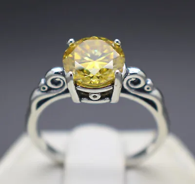 2.15cts Canary Yellow Diamond Solitaire Engagement Ring Lab Created $5030 Retail • £128.64