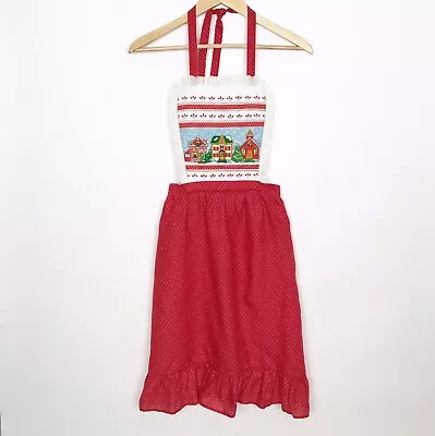 Vintage Gourmet Gallery Pinup Bib Christmas Apron Ruffle Lace Sexy Mrs Claus  • $16.99