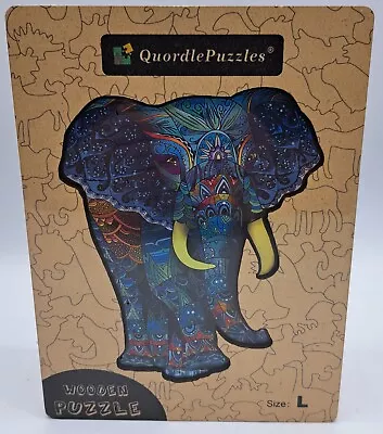 Quordle Wooden Elephant Mosaic Wood Jigsaw Puzzle Large Size Laser Cut • $24.99