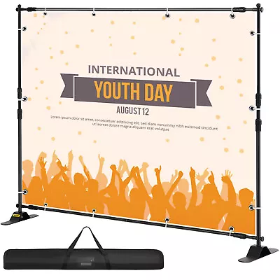 10x8‘ Banner Stand Heavy-Duty Step And Repeat Backdrop Telescopic Adjustable US • $53.99