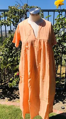 Vintage 1970s Indian Cotton Dress Boho Hippie Gauze  Peach Dress New • $65