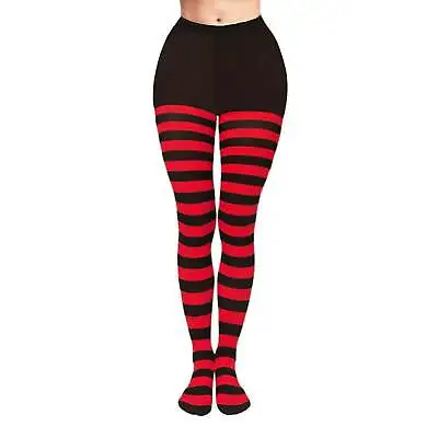 Black And Red Coloured Striped Thick Sheer Tight UK Halloween Party Dance • £5.99