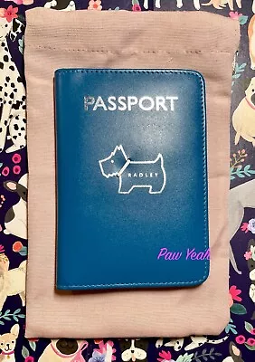 Radley London Blue Heritage Dog Leather Passport Holder New - SHIPS OUT FAST • £72.94