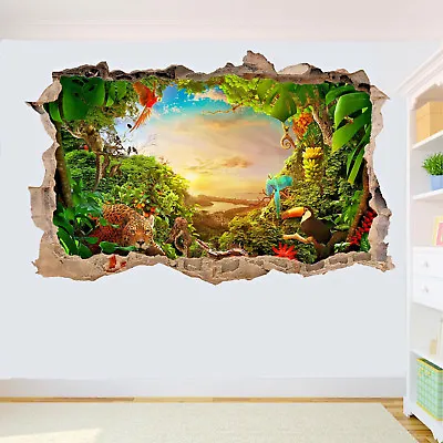 £23.99 • Buy Jungle Animals Wall Stickers 3D Art Poster Decals Murals Kids Room Nursery SX4