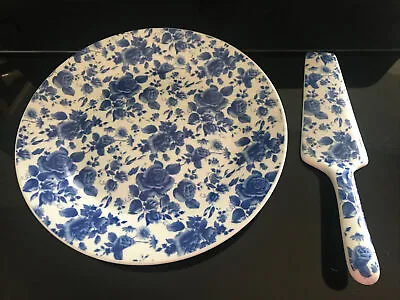 Studio Home Blue Floral Chintz Cake Plate & Server 11” By Studio Silversmiths • £24.32