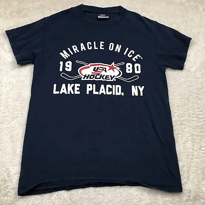 Miracle On Ice Shirt Mens Small Blue USA Olympic Hockey Lake Placid NY • $9.51