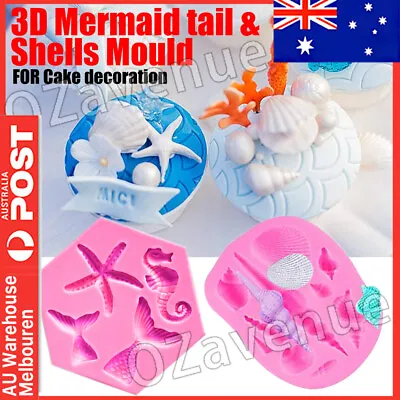 $5.15 • Buy Mermaid Tail Sea Shell Silicone Cake Fondant Sugarcraft Mould Chocolate Mold AU