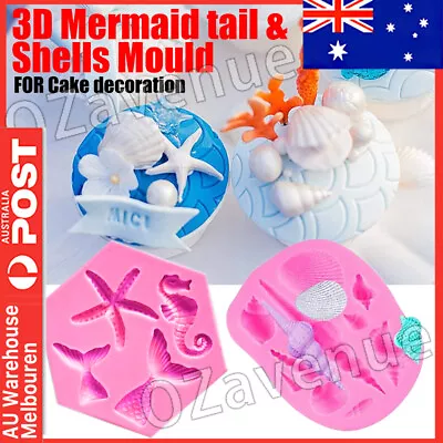 Mermaid Tail Sea Shell Silicone Cake Fondant Sugarcraft Mould Chocolate Mold AU • $6.55