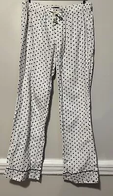 J Crew Womens Pajama Pants White Polka Dot Print Cotton Lounge PJ Pants Sz Small • $10